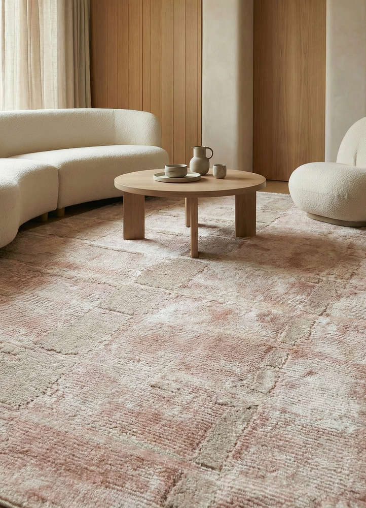 manifest beige and brown wool and bamboo silk hand knotted Rug - Rander