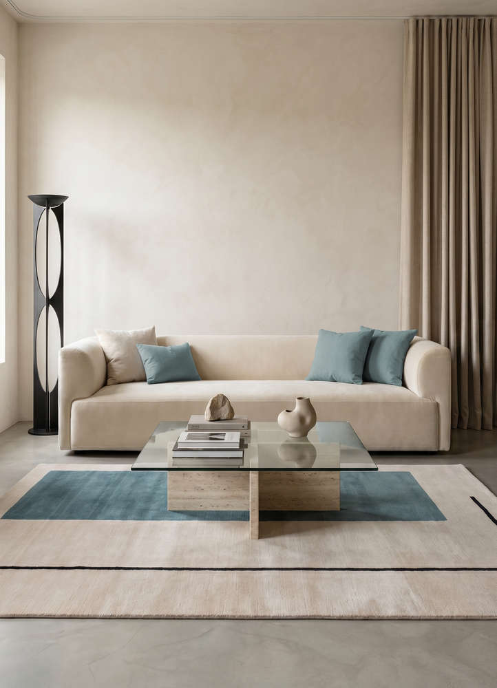 sthir ivory wool hand knotted Rug - Rander