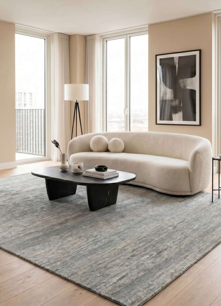 blythe blue wool hand knotted Rug - Rander