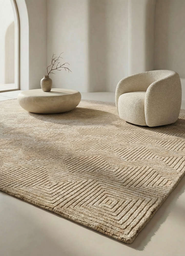 manifest beige and brown wool hand knotted Rug - Rander