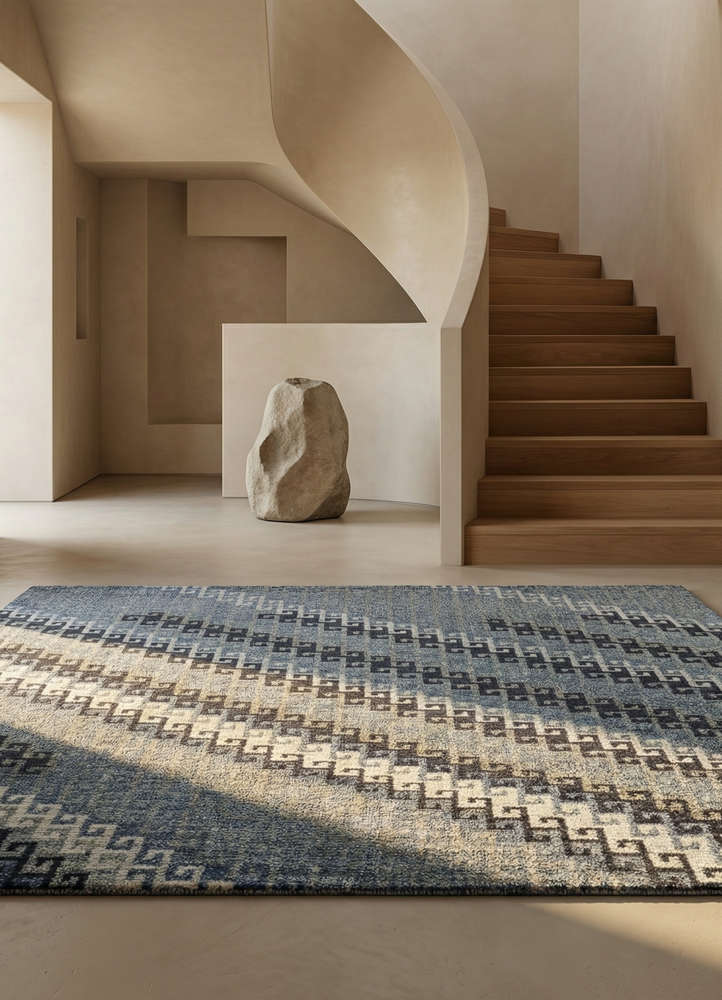 savana grey and black afghan wool hand knotted Rug - Rander