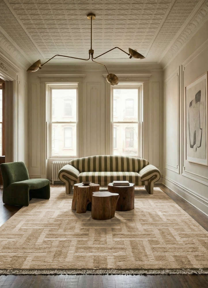 manifest beige and brown wool hand knotted Rug - Rander