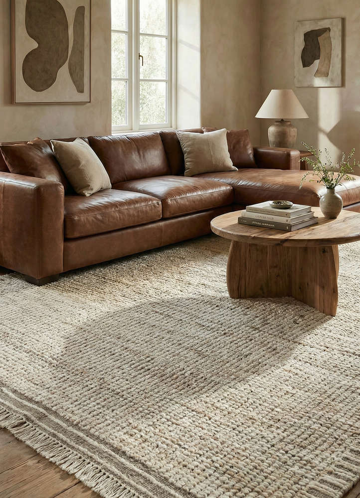 manifest beige and brown wool hand knotted Rug - Rander
