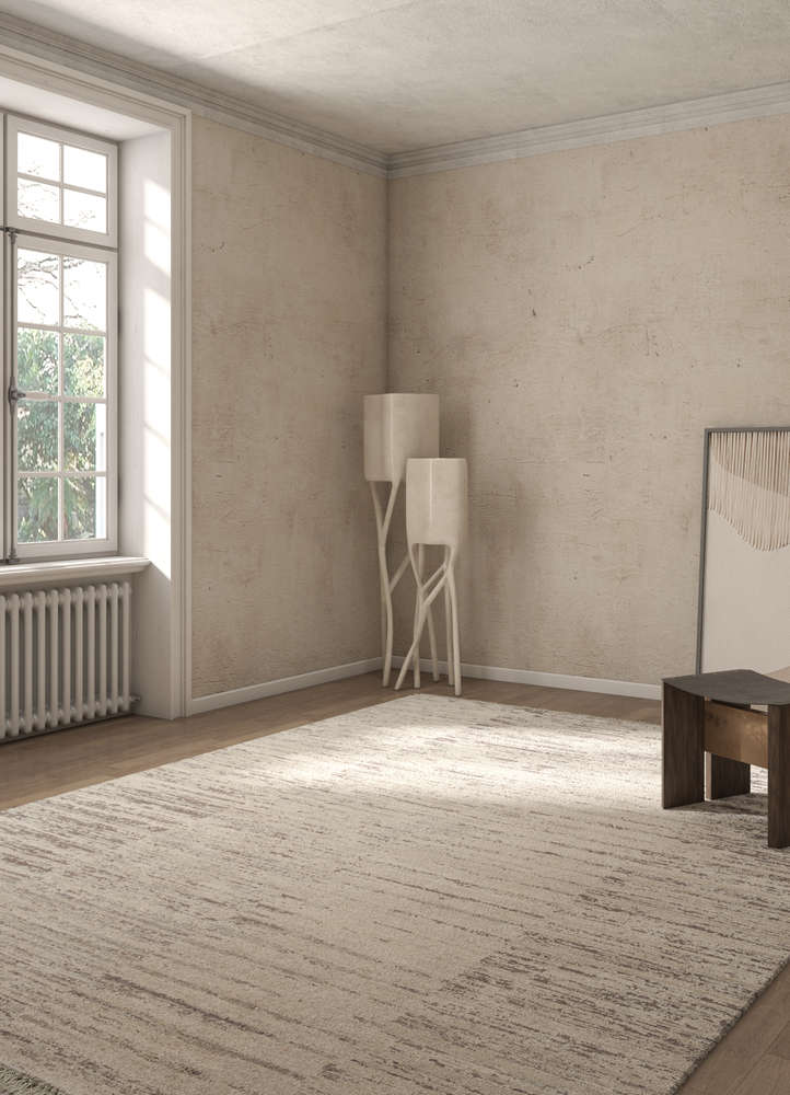 manifest ivory wool and silk hand knotted Rug - Rander