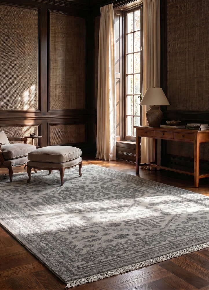 manifest grey and black wool and viscose hand knotted Rug - Rander