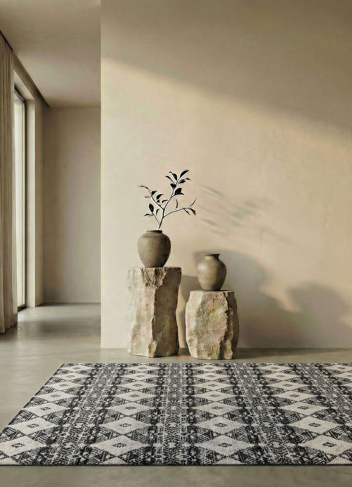 manifest ivory wool and viscose hand knotted Rug - Rander