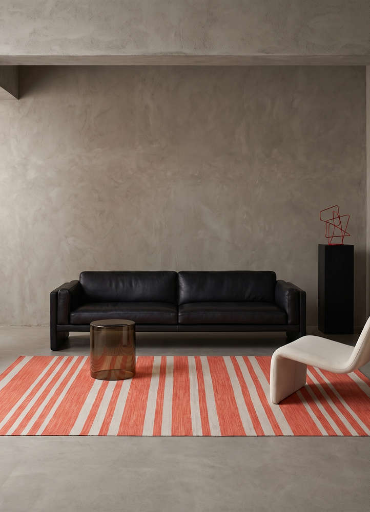 indusbar red and orange wool flat weaves Rug - Rander