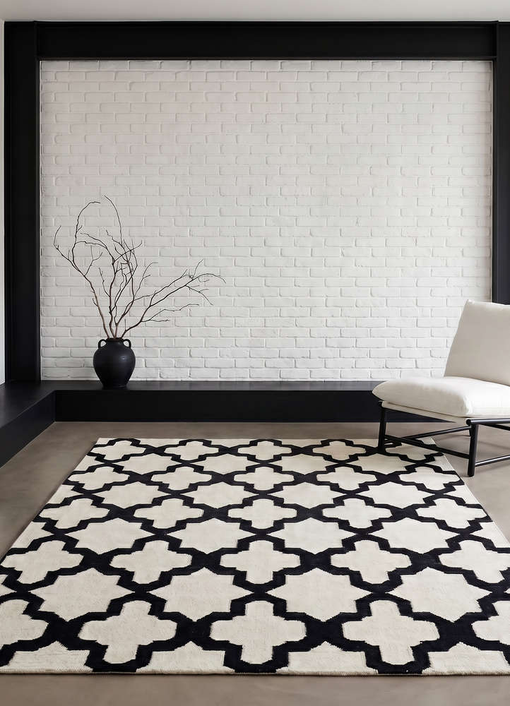 indusbar grey and black wool flat weaves Rug - Rander