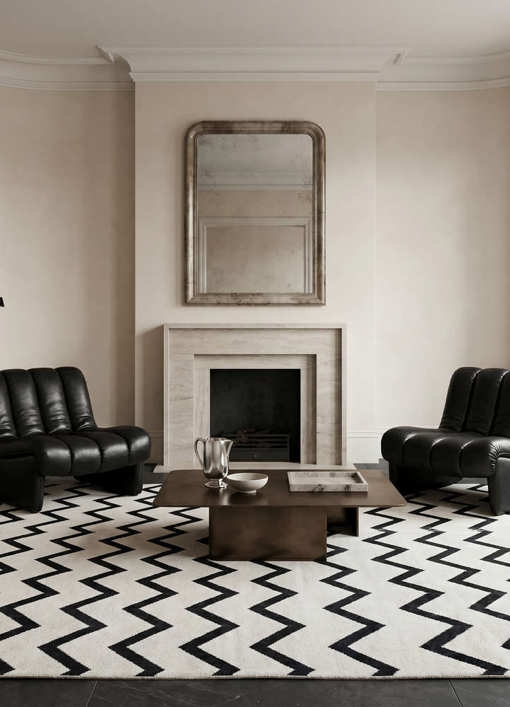indusbar grey and black wool flat weaves Rug - Rander