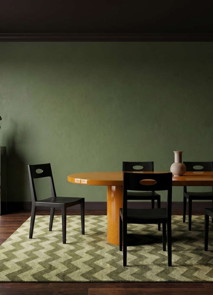 indusbar green wool flat weaves Rug - Rander