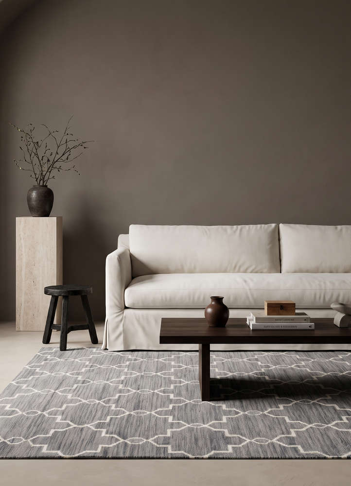 indusbar grey and black wool flat weaves Rug - Rander