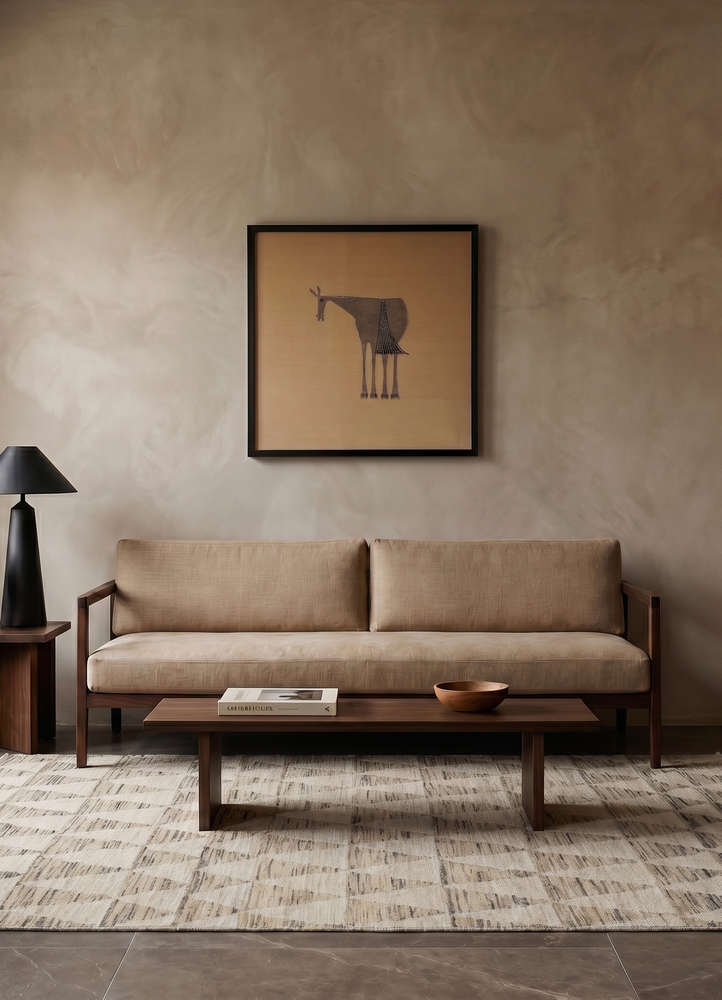 indusbar beige and brown wool flat weaves Rug - Rander