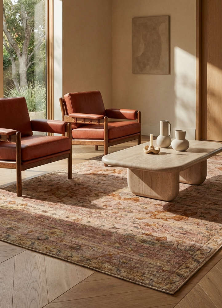 someplace in time red and orange afghan wool hand knotted Rug - Rander