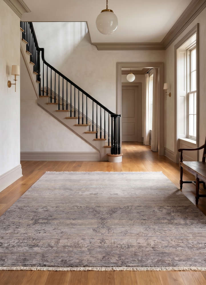 someplace in time grey and black afghan wool hand knotted Rug - Rander