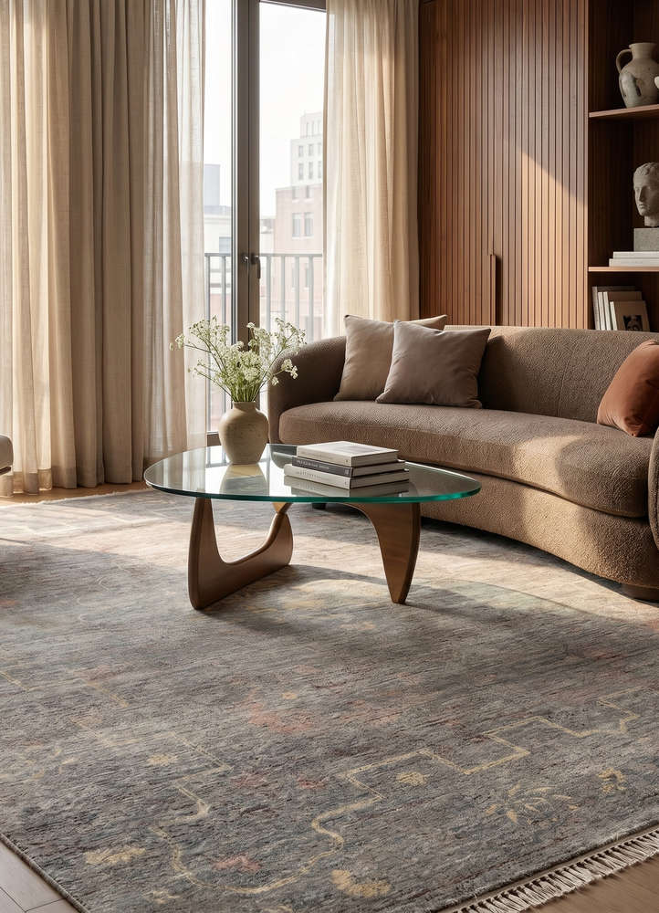 someplace in time grey and black afghan wool hand knotted Rug - Rander
