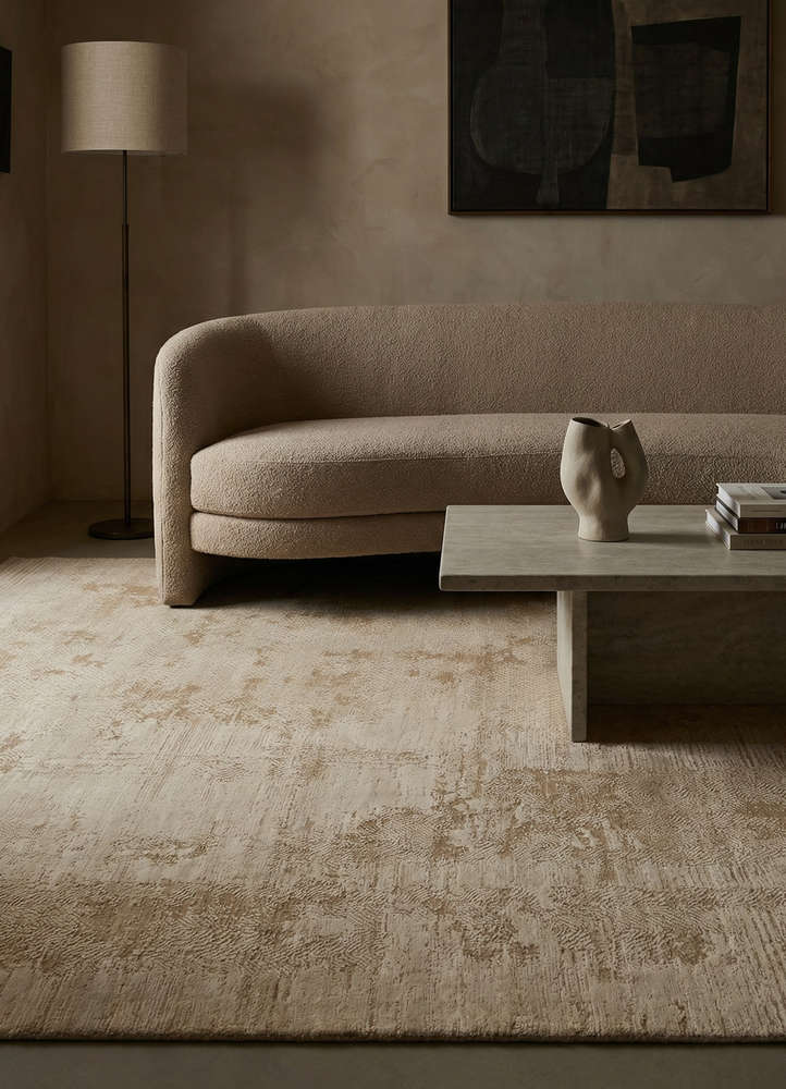 manifest beige and brown wool and silk hand knotted Rug - Rander