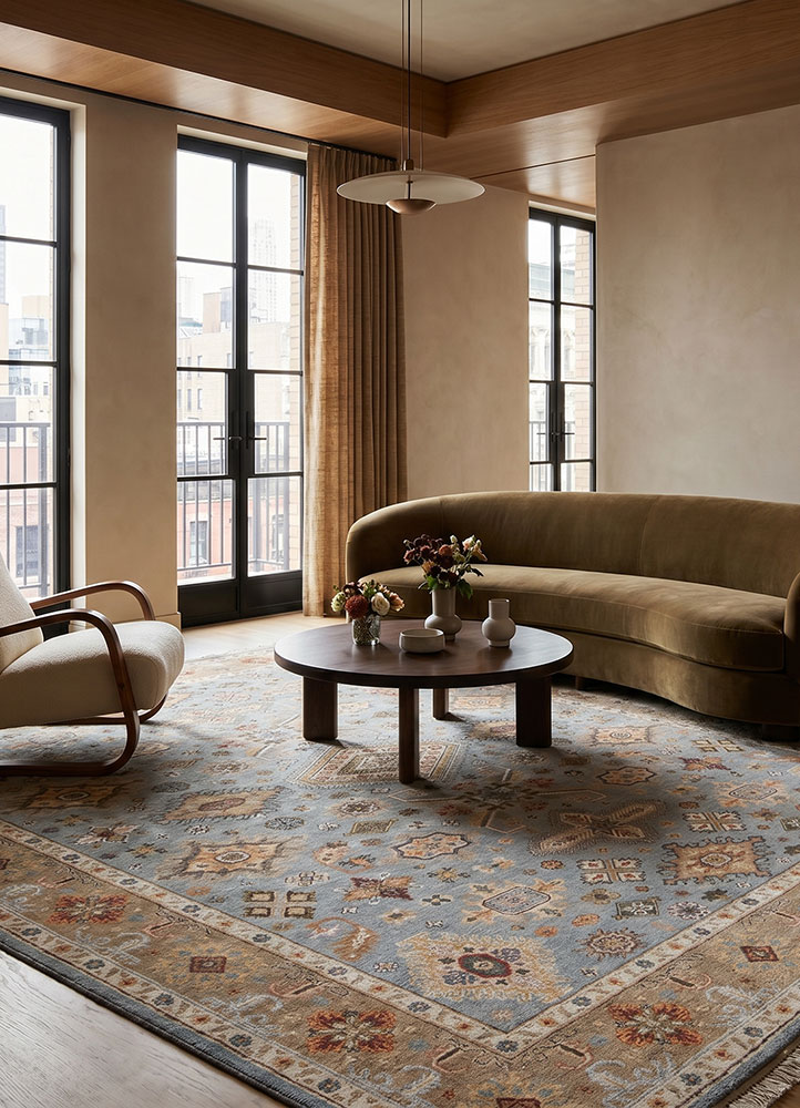 savana blue wool hand knotted Rug - Rander