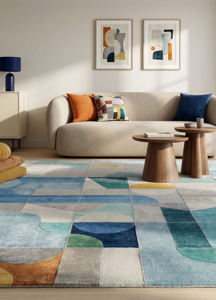 chaos theory by kavi grey and black wool and bamboo silk hand knotted Rug - Rander