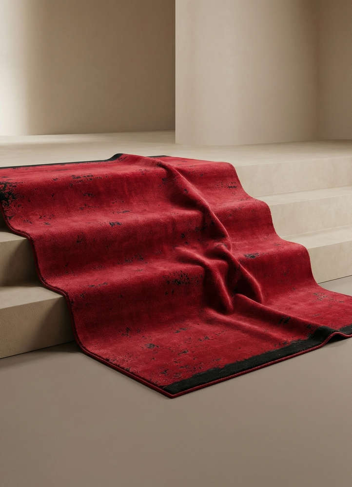 chaos theory by kavi red and orange wool and bamboo silk hand knotted Rug - Rander