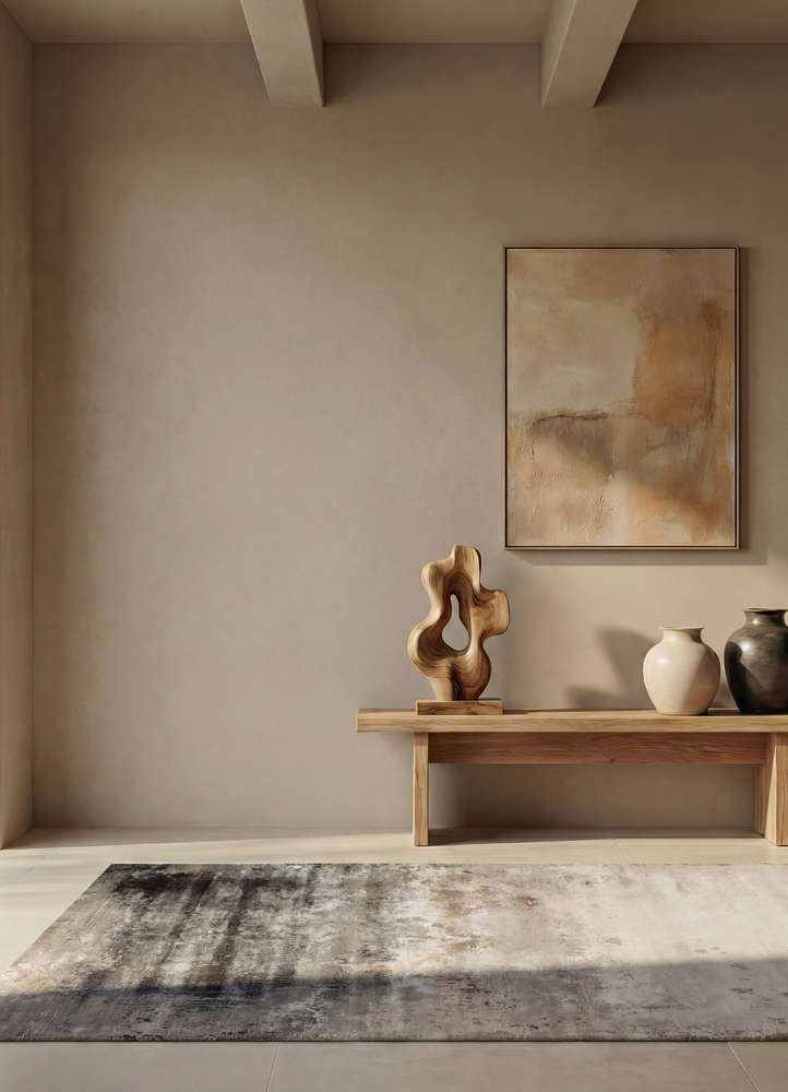chaos theory by kavi ivory wool and bamboo silk hand knotted Rug - Rander