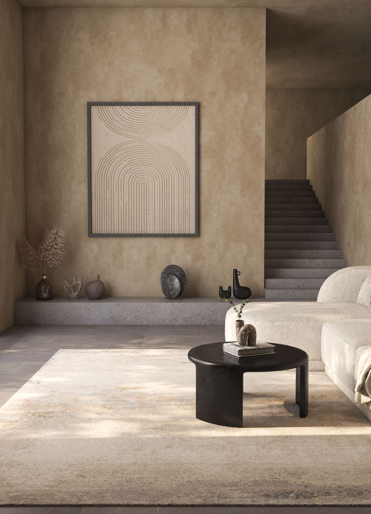 chaos theory by kavi ivory wool and bamboo silk hand knotted Rug - Rander