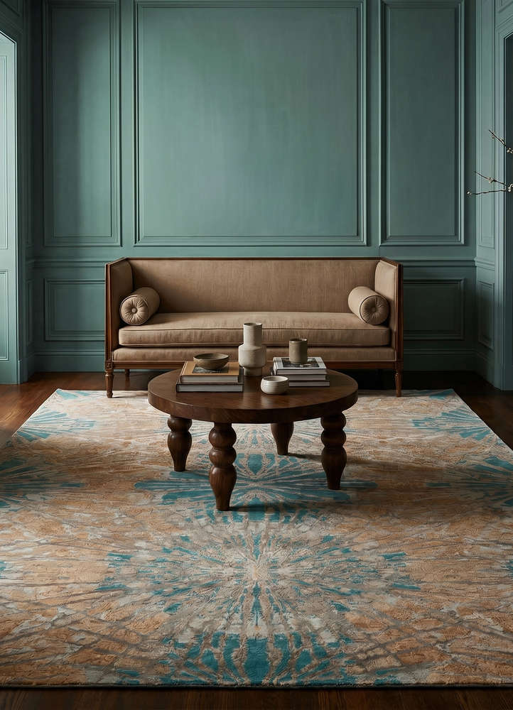 chaos theory by kavi green wool and bamboo silk hand knotted Rug - Rander