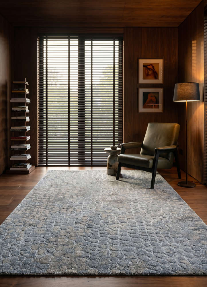 chaos theory by kavi grey and black wool and bamboo silk hand knotted Rug - Rander