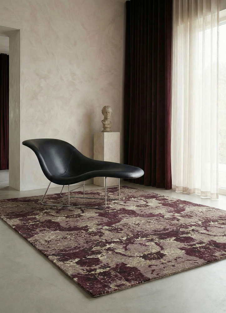 chaos theory by kavi pink and purple wool and bamboo silk hand knotted Rug - Rander