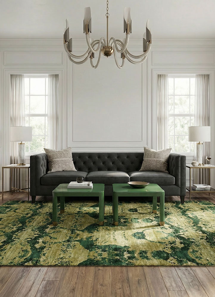 chaos theory by kavi green wool and bamboo silk hand knotted Rug - Rander