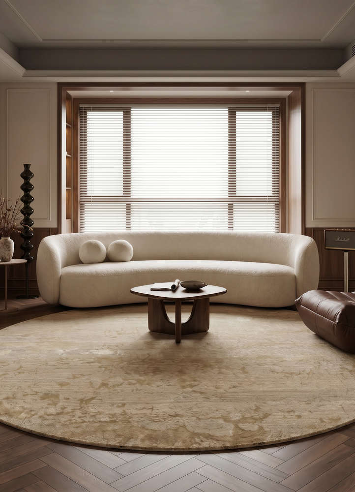 project error by kavi ivory wool and bamboo silk hand knotted Rug - Rander