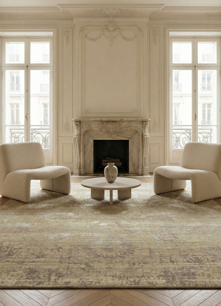 chaos theory by kavi grey and black wool and bamboo silk hand knotted Rug - Rander