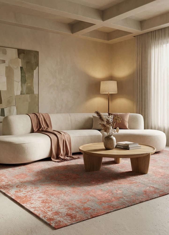 chaos theory by kavi red and orange wool and bamboo silk hand knotted Rug - Rander