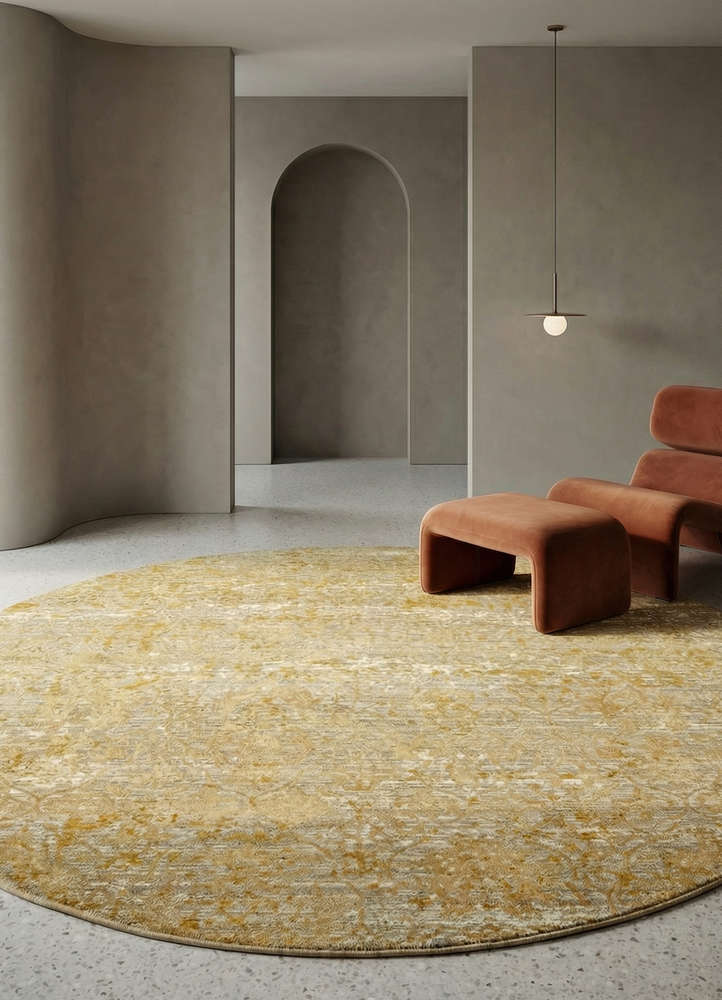 chaos theory by kavi gold wool and bamboo silk hand knotted Rug - Rander