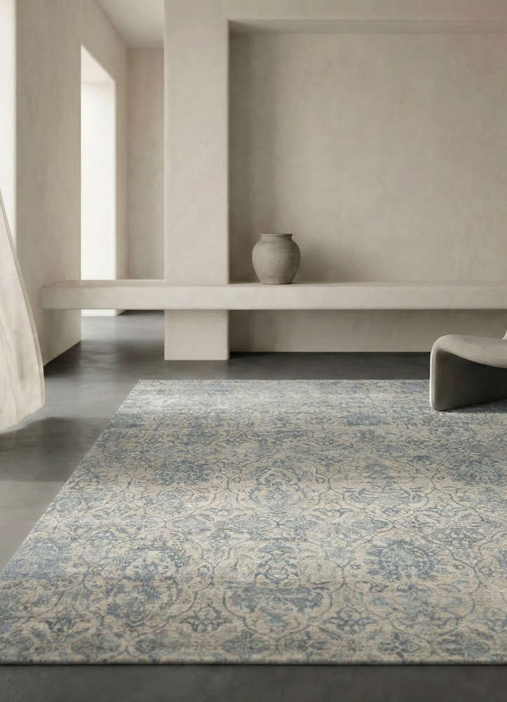 chaos theory by kavi beige and brown wool and bamboo silk hand knotted Rug - Rander