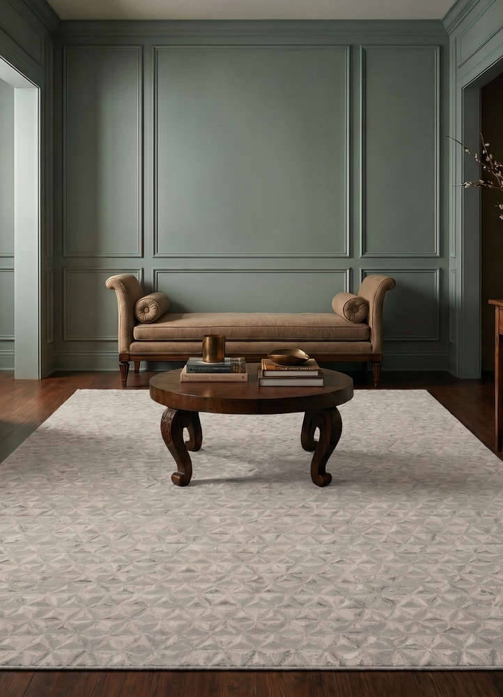 chaos theory by kavi grey and black wool and bamboo silk hand knotted Rug - Rander