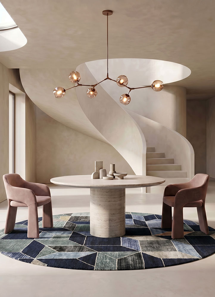 chaos theory by kavi blue wool and bamboo silk hand knotted Rug - Rander