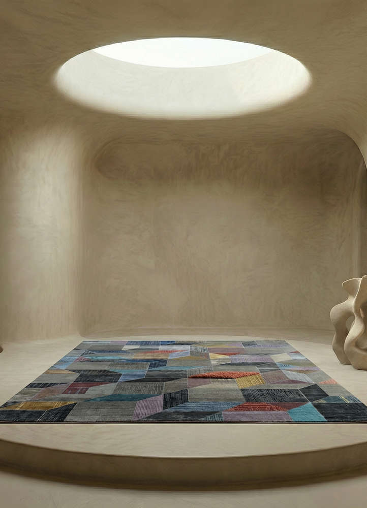 chaos theory by kavi grey and black wool and bamboo silk hand knotted Rug - Rander