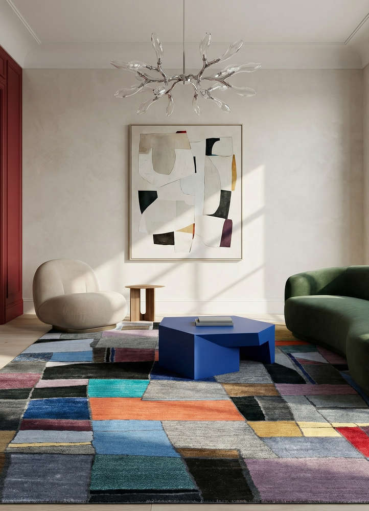 chaos theory by kavi grey and black wool and bamboo silk hand knotted Rug - Rander