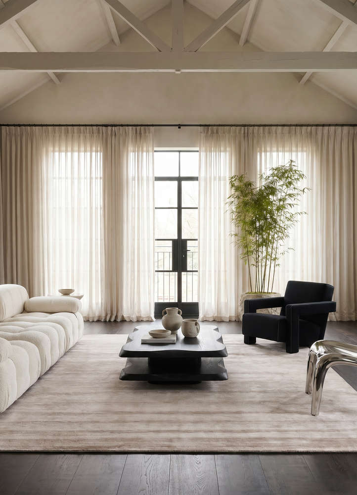 basis beige and brown viscose hand loom Rug - Rander