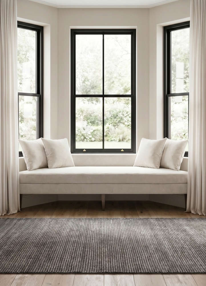 basis grey and black wool and viscose hand loom Rug - Rander