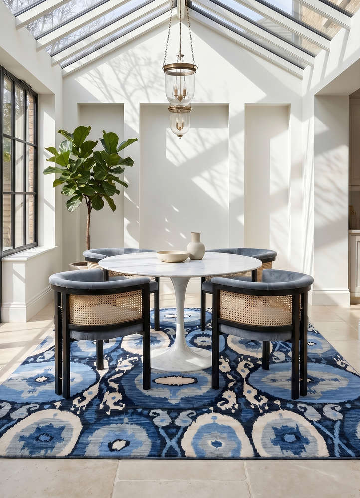 savana blue wool hand knotted Rug - Rander