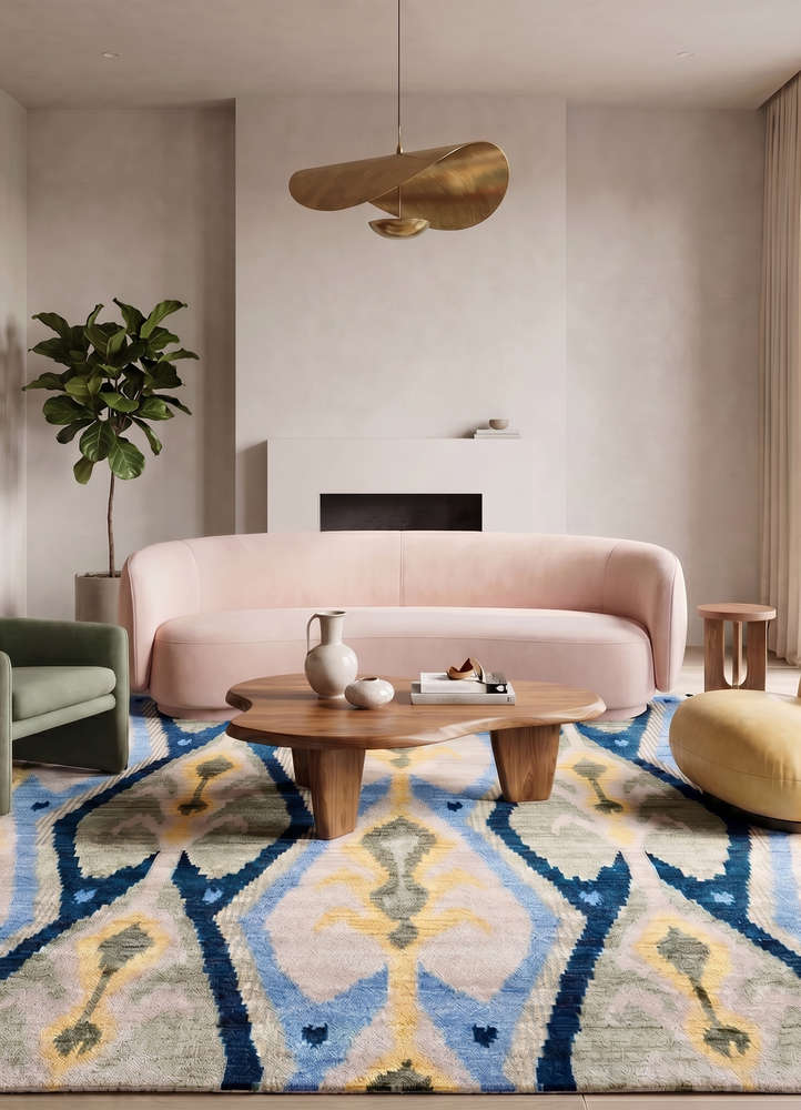 savana blue wool hand knotted Rug - Rander