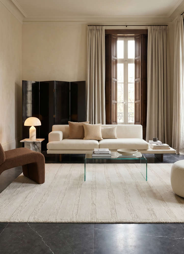 zuri ivory marino wool hand knotted Rug - Rander