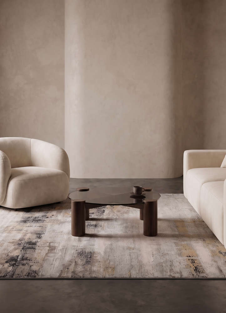 uvenuti grey and black wool and bamboo silk hand knotted Rug - Rander