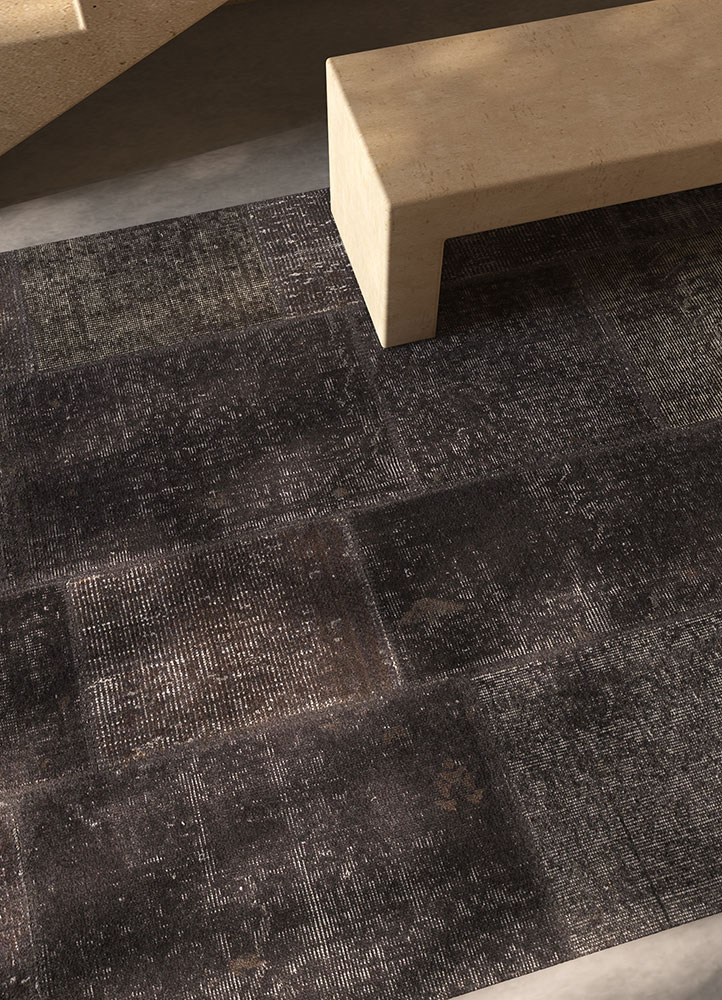 provenance grey and black wool hand knotted Rug - Rander