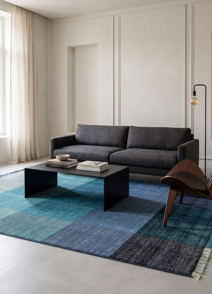 tesoro blue wool hand loom Rug - Rander
