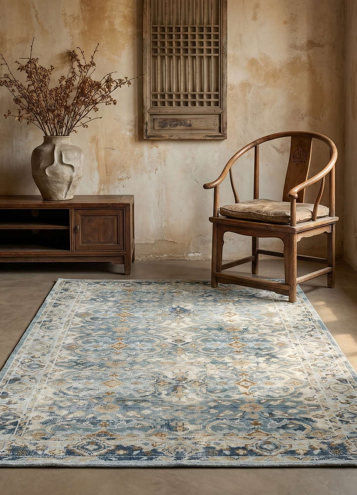 erbe blue wool hand knotted Rug - Rander