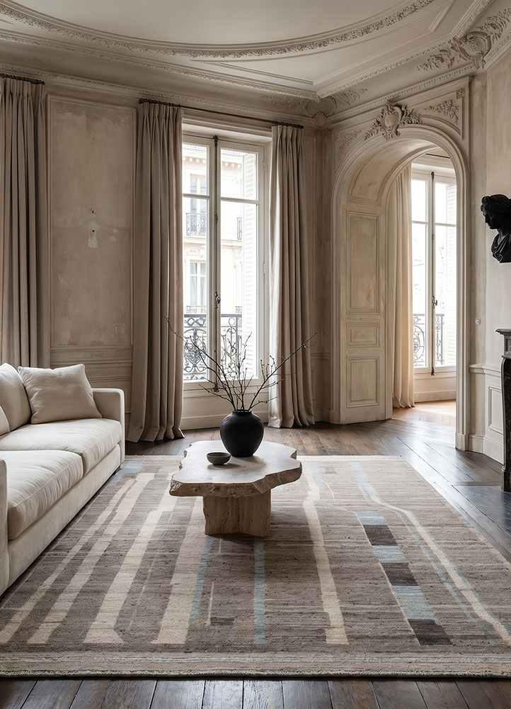 manifest beige and brown afghan wool hand knotted Rug - Rander