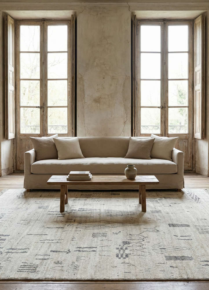 manifest ivory afghan wool hand knotted Rug - Rander