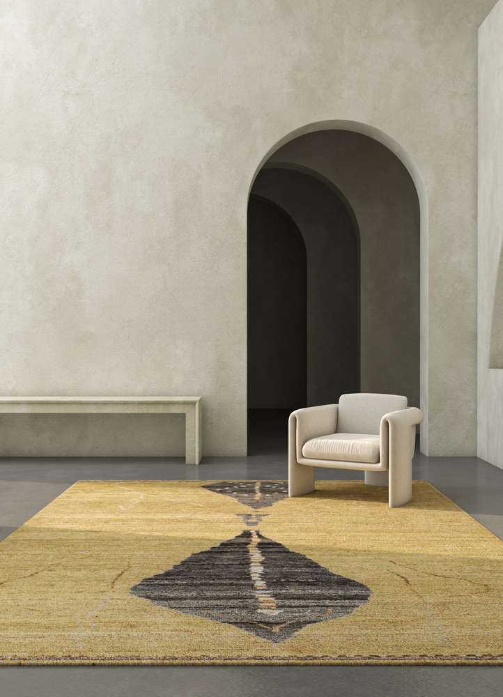 manifest gold afghan wool hand knotted Rug - Rander
